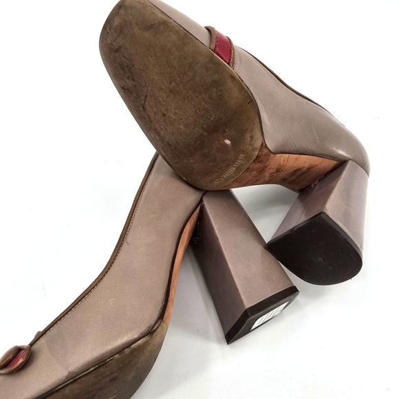 L'Autre Chose Size 7.5US 38EU Women's Square Toe Block Heel Leather Pumps - Picture 7 of 10